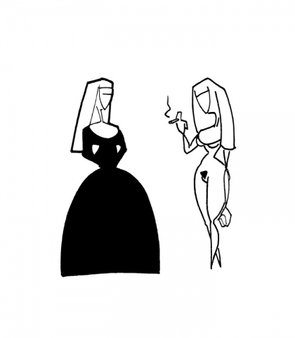 Nuns Smoking Art Card
